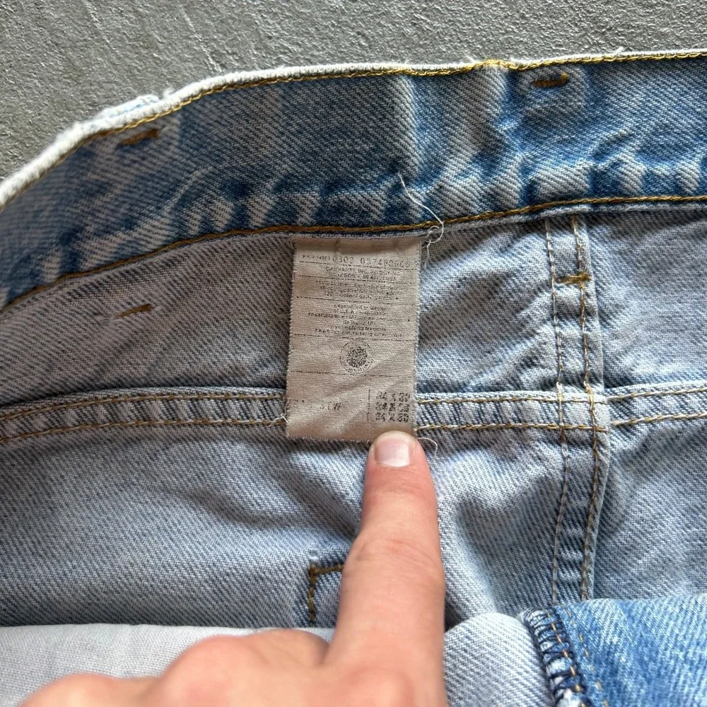 Vintage 90s Carhartt Jeans Size 34x30 Blue Light Wash Denim Faded Distressed